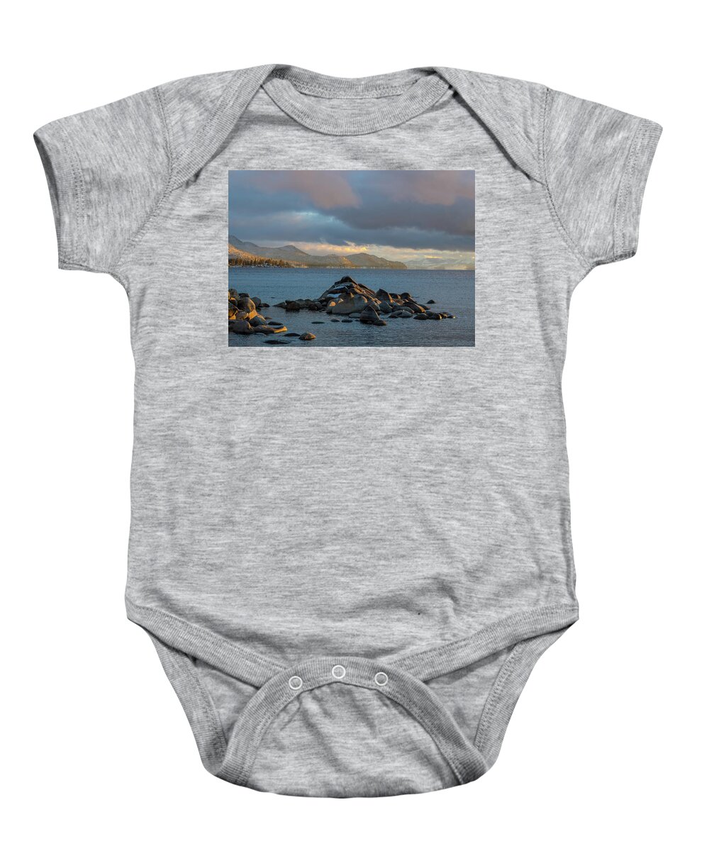 Sand Baby Onesie featuring the photograph Lake Tahoe Rocks by Martin Gollery