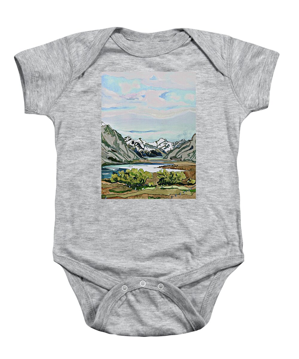 Mountains Baby Onesie featuring the painting Lake Tekapo - South Island, New Zealand by Joan Cordell