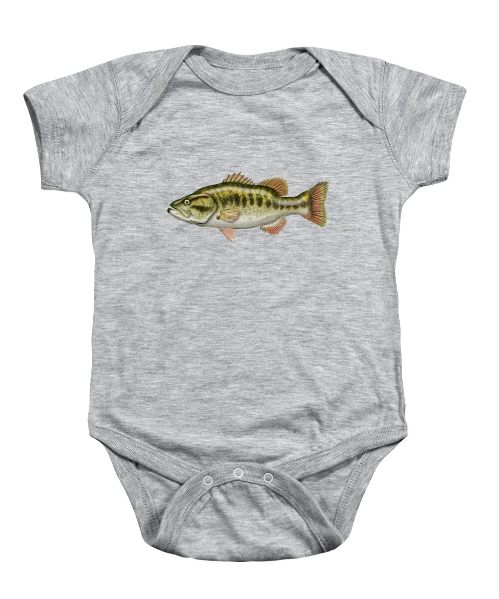 'fishing Corner' Collection By Serge Averbukh Baby Onesie featuring the digital art Largemouth Bass by Serge Averbukh
