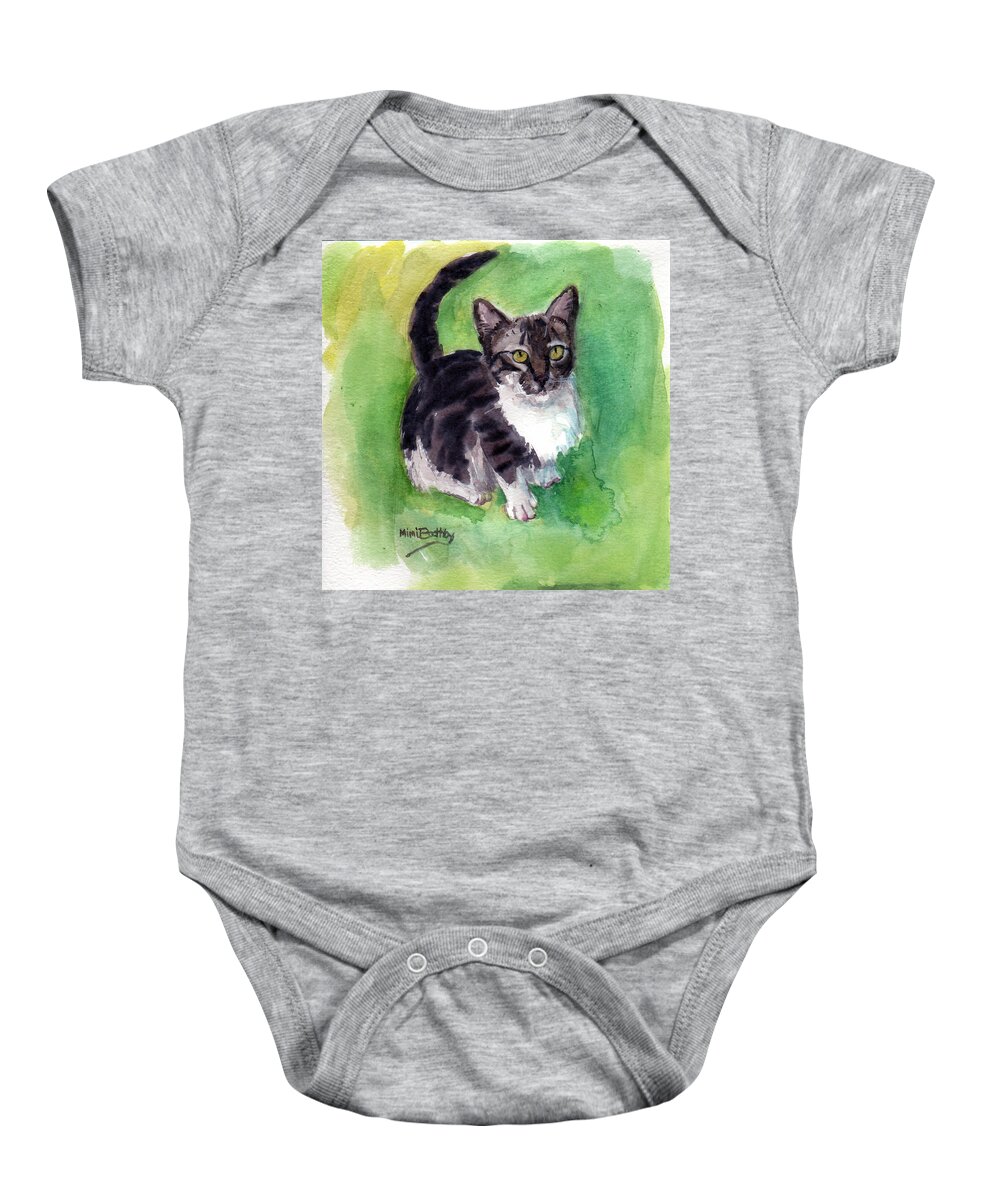 Cat Baby Onesie featuring the painting Leo by Mimi Boothby