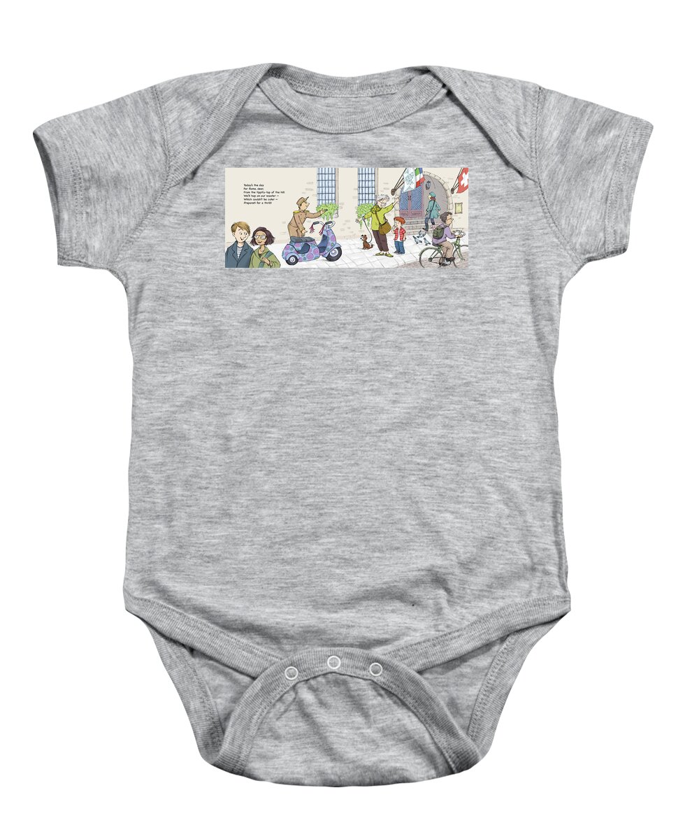 Rome Romp Baby Onesie featuring the digital art Let's See Rome--With Text by Renee Andriani