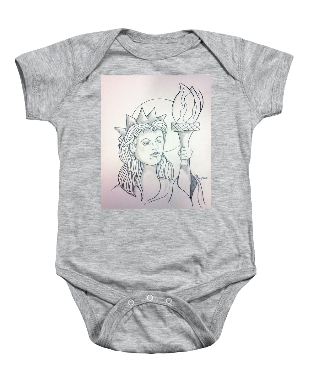 Art Baby Onesie featuring the painting Liberty by Loretta Nash