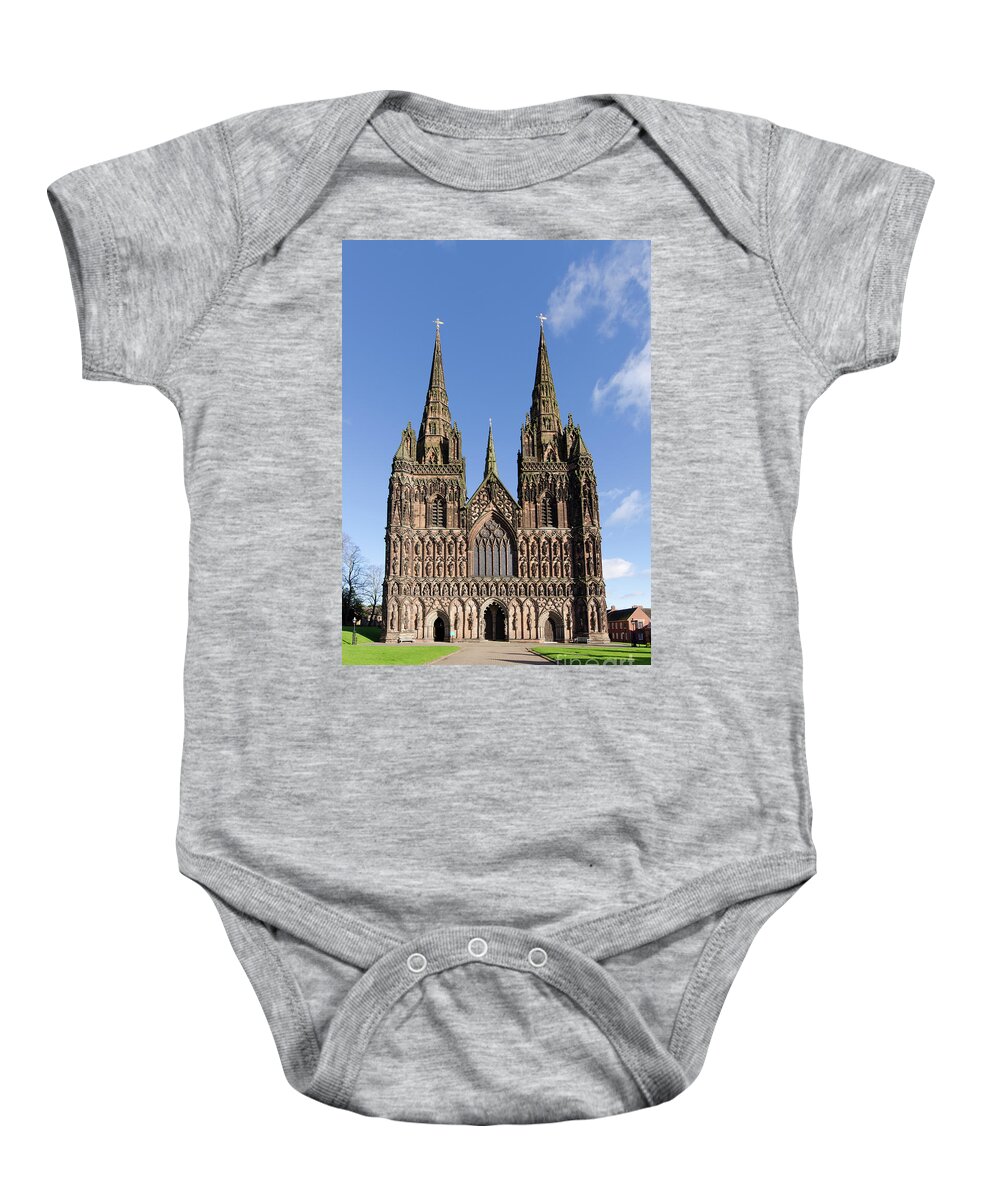 Lichfield Cathedral Baby Onesie featuring the photograph Lichfield cathedral by Steev Stamford