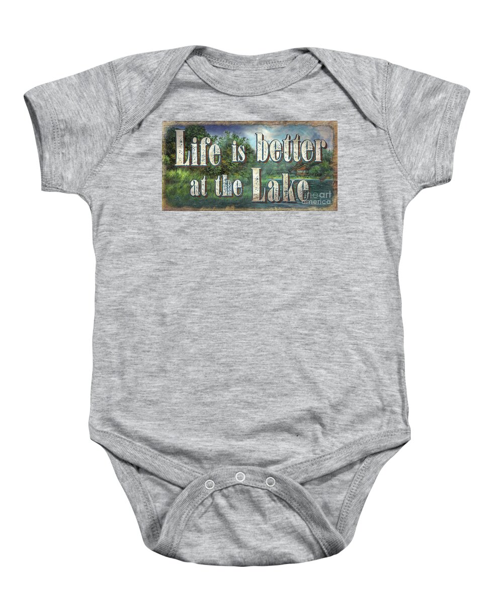 Jq Licensing Baby Onesie featuring the photograph Life is Better Sign by JQ Licensing