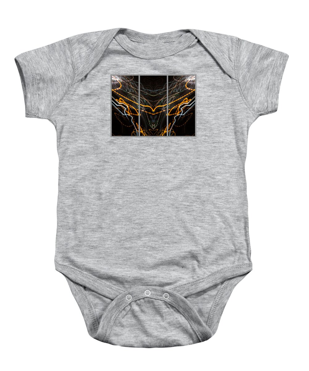 John D Williams Baby Onesie featuring the photograph Light Painting Abstract Triptych #2 by John Williams