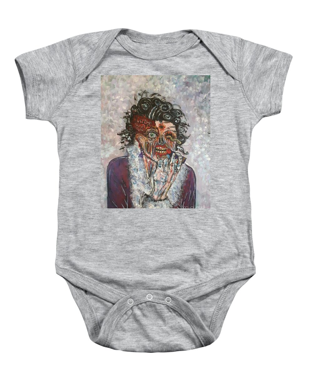 Zombie Baby Onesie featuring the painting Lisa by Lisa Koyle