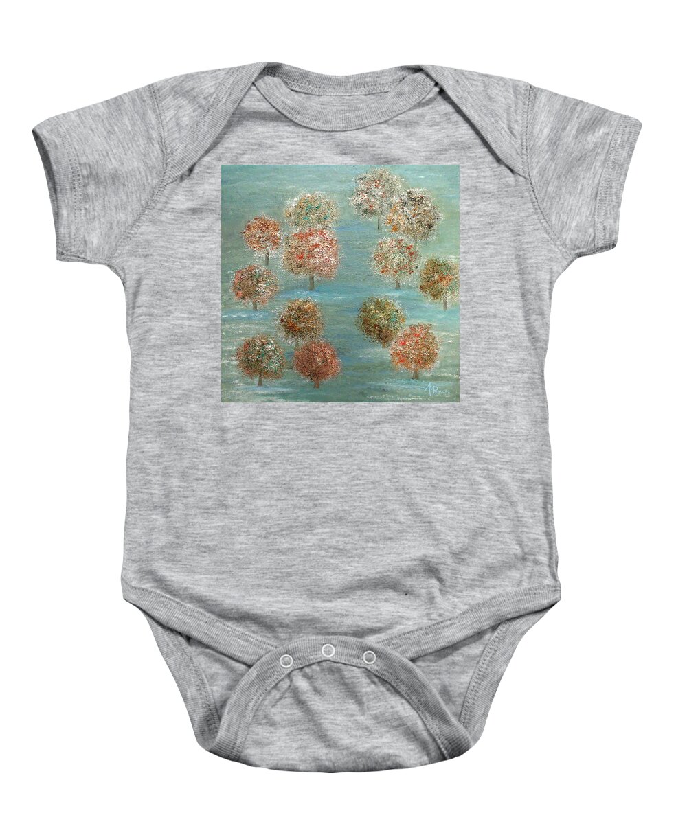 Park Baby Onesie featuring the painting Little Park Of Wonders by Angeles M Pomata