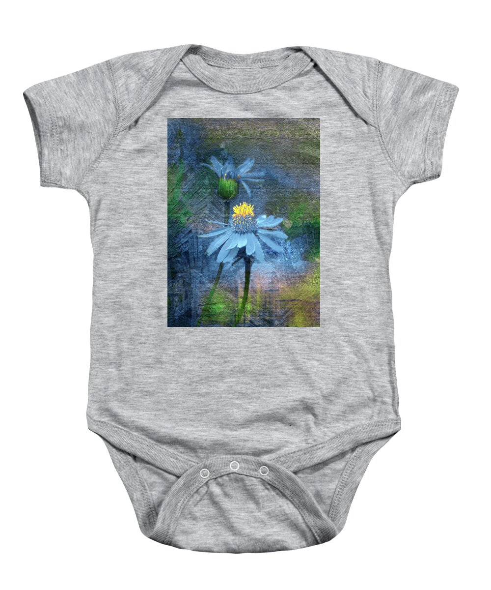 Blue Baby Onesie featuring the photograph Little Blue Flowers by Jerry Griffin