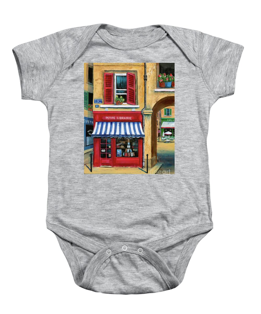 Europe Baby Onesie featuring the painting Little French Book Store by Marilyn Dunlap