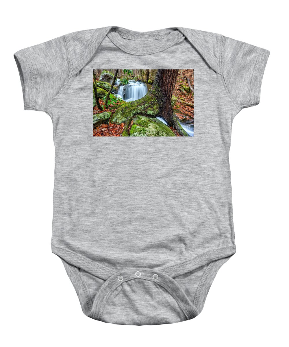 Little Laurel Branch Baby Onesie featuring the photograph Little Laurel Branch Waterfall by Thomas R Fletcher