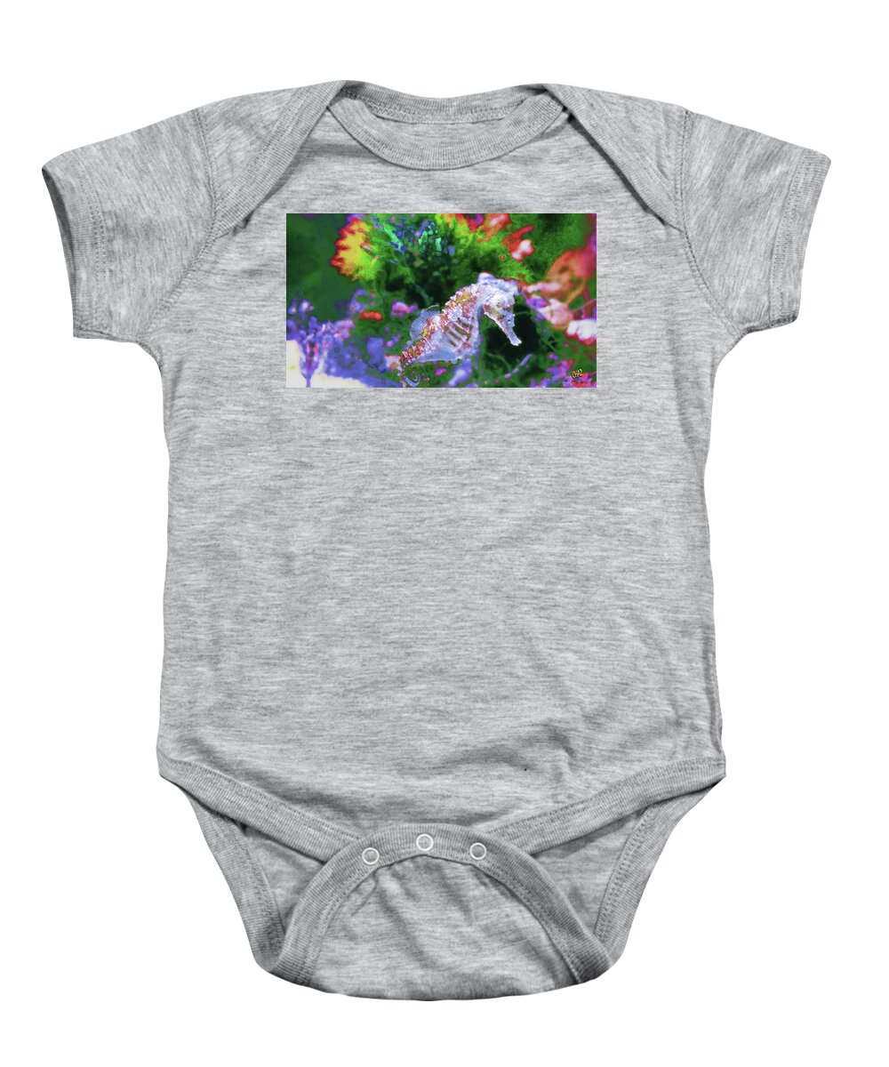 Ocean Bottom Baby Onesie featuring the painting Little Sea Horse by CHAZ Daugherty