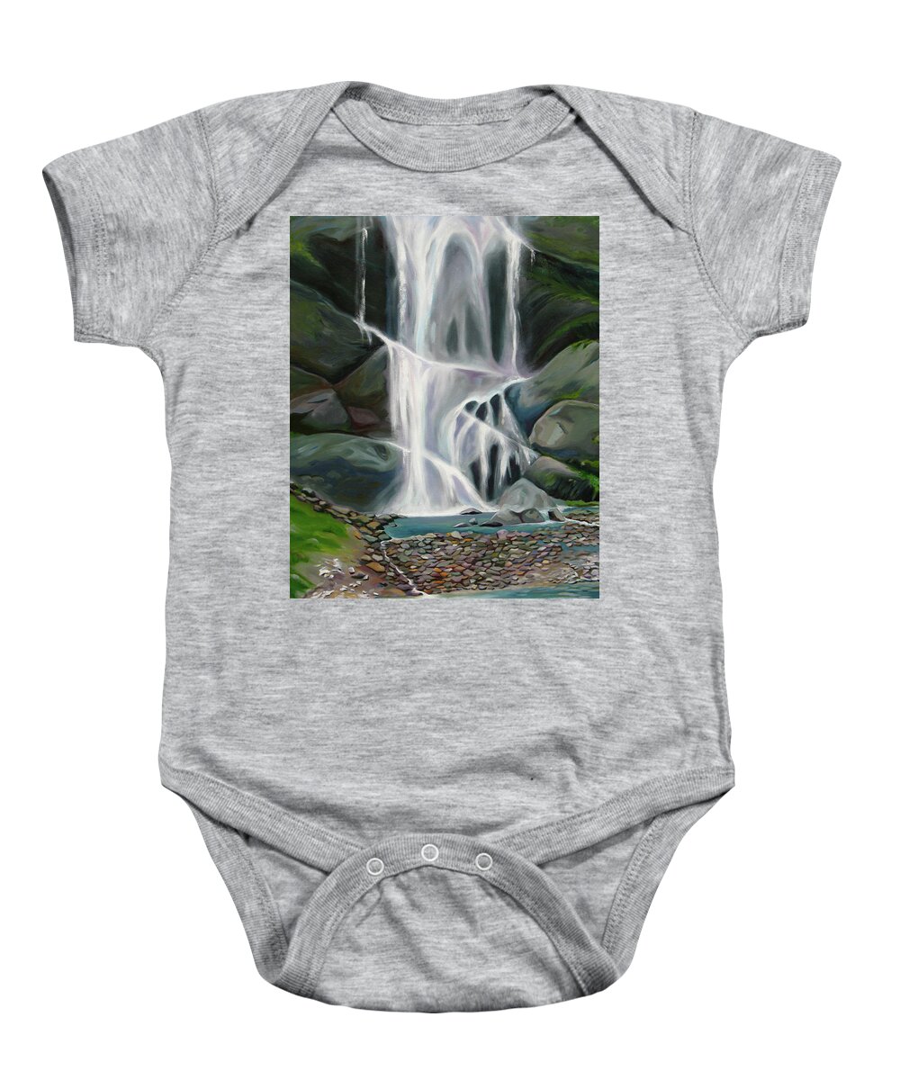 Waterfall Baby Onesie featuring the painting Living Waters by Shirley Galbrecht