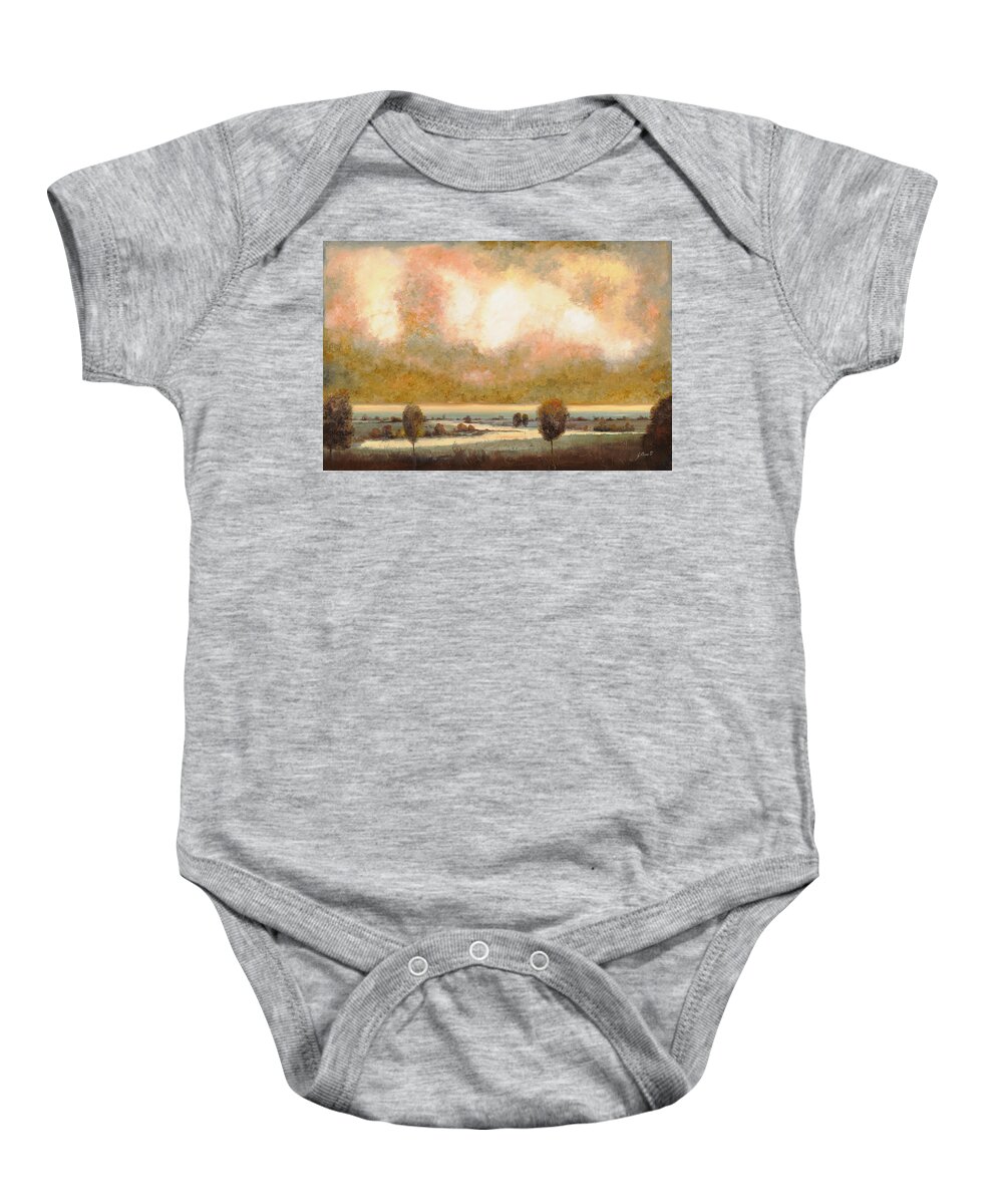 Pond Baby Onesie featuring the painting Lo Stagno Sotto Al Cielo by Guido Borelli
