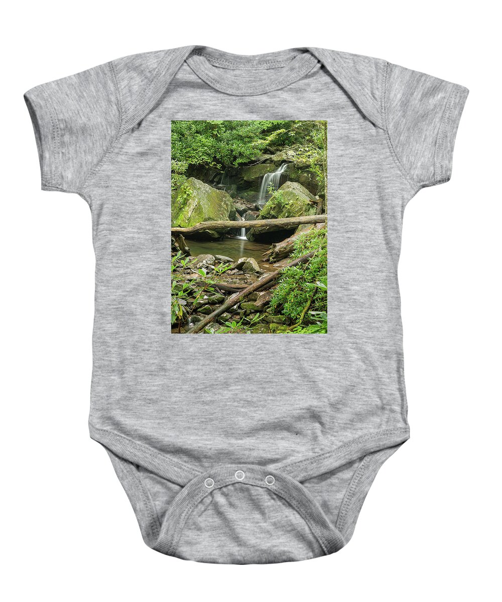 Smoky Mountains National Park Baby Onesie featuring the photograph Log Crossing by Jeffrey Ewig