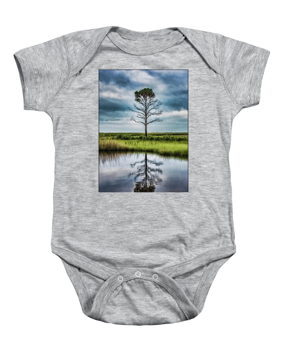 Tree Baby Onesie featuring the photograph Lone Tree Reflected by Erika Fawcett