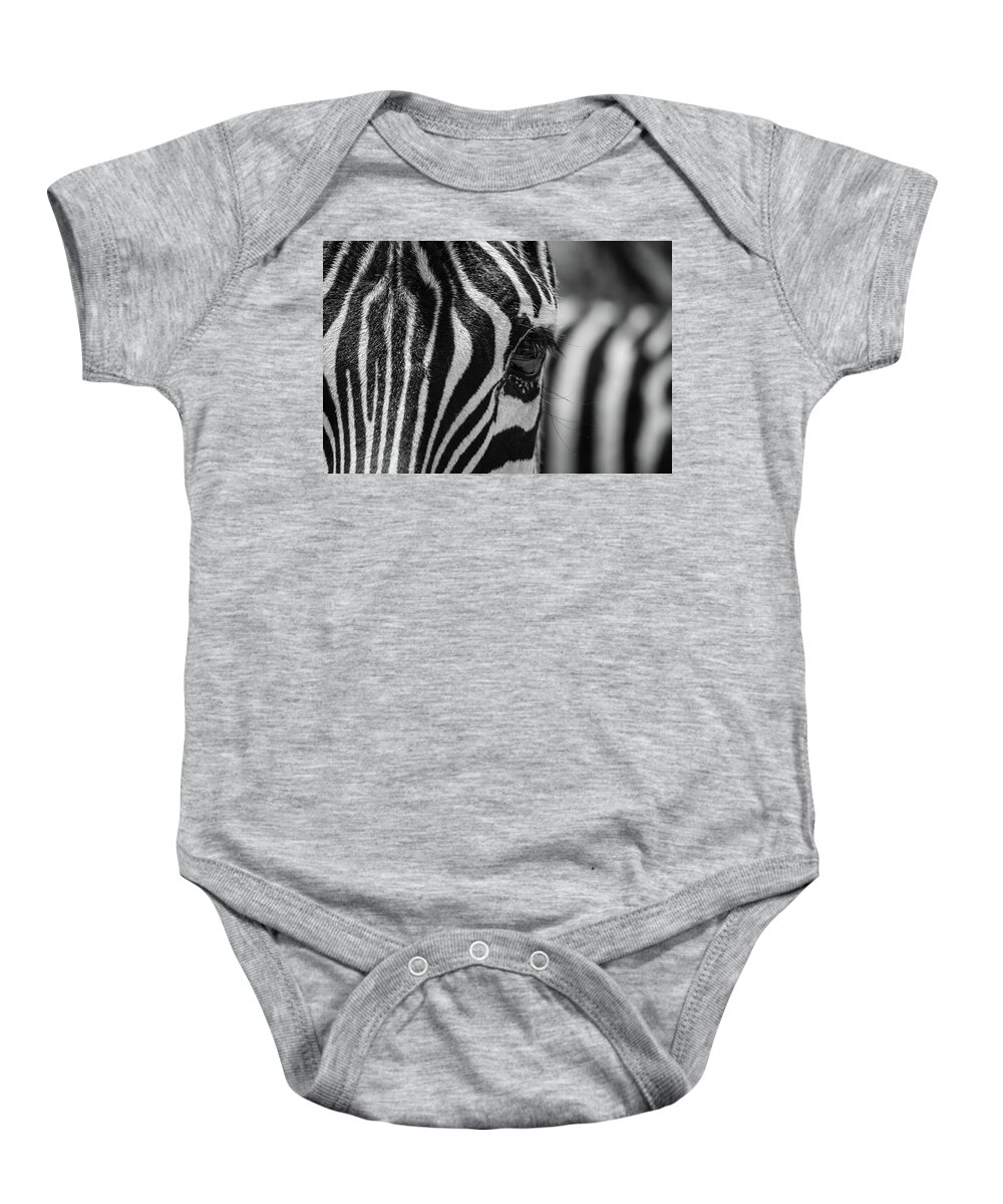 Animal Baby Onesie featuring the photograph Looking At Me - BW by Teresa Wilson