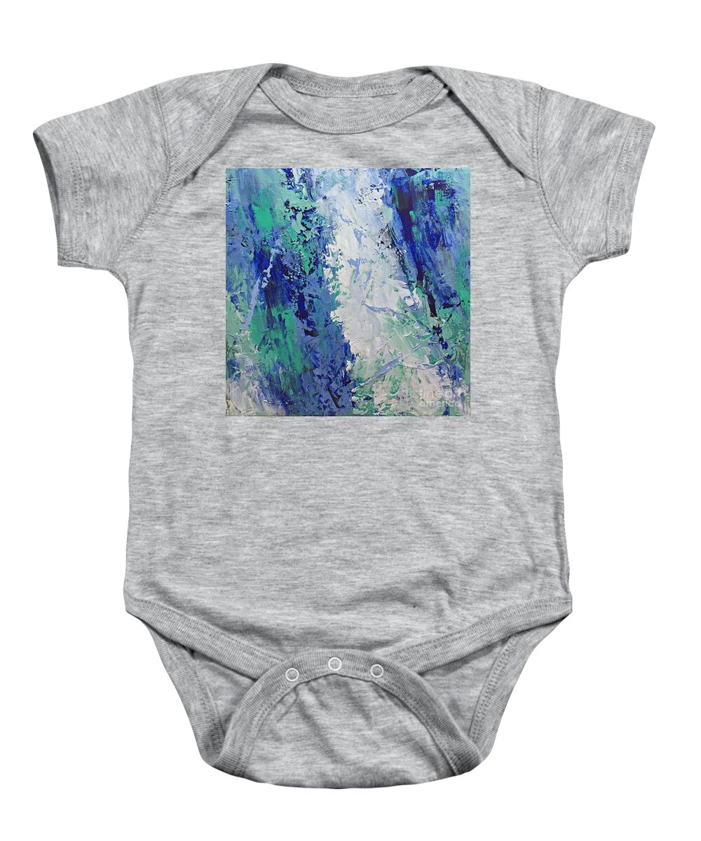 Abstract Baby Onesie featuring the painting Lost in Blue by Mary Mirabal