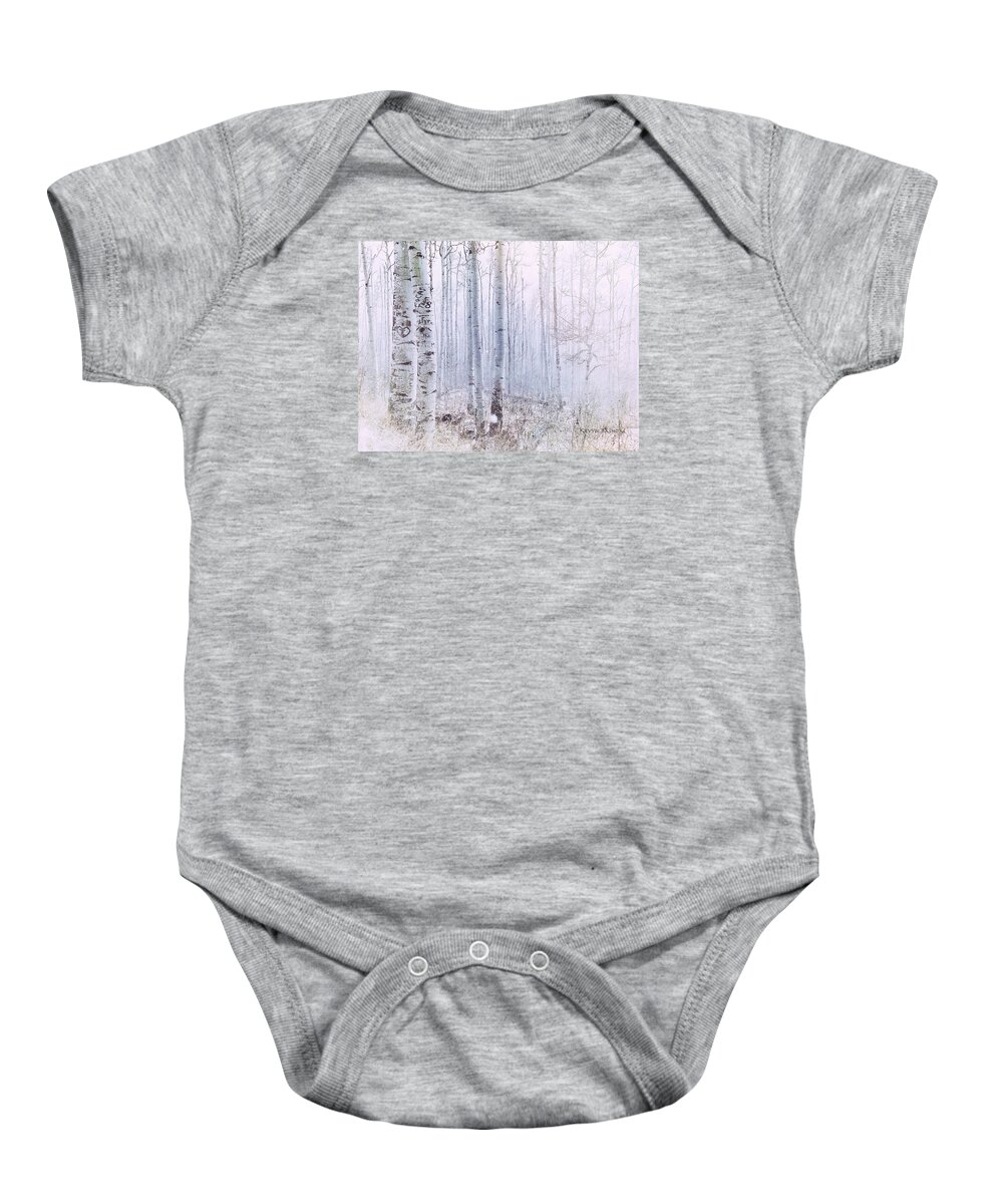 Landscape Baby Onesie featuring the photograph Love Amidst the Aspens by Kevyn Bashore