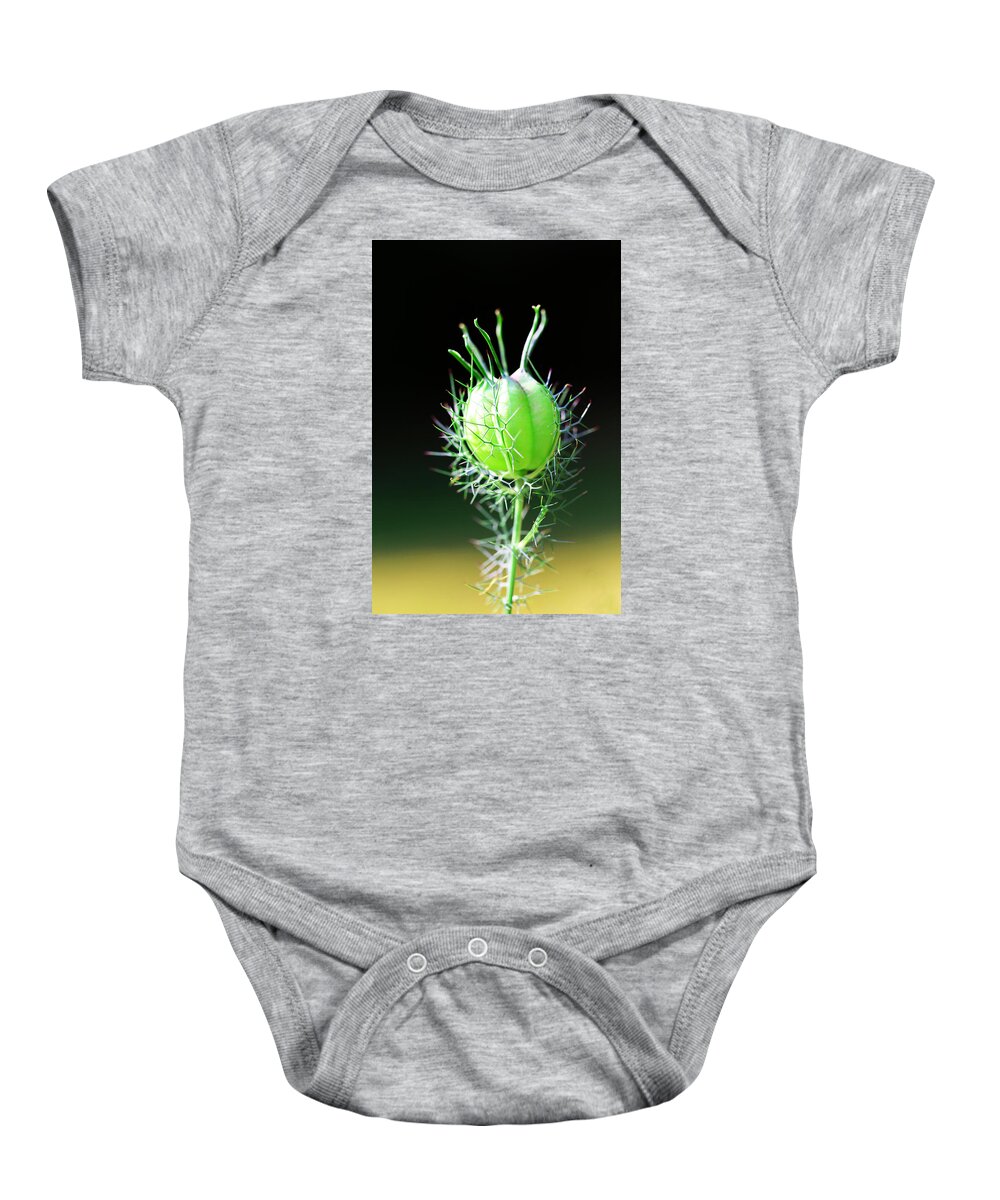 Love In The Mist Baby Onesie featuring the photograph Love in the Mist Alien by Tammy Pool