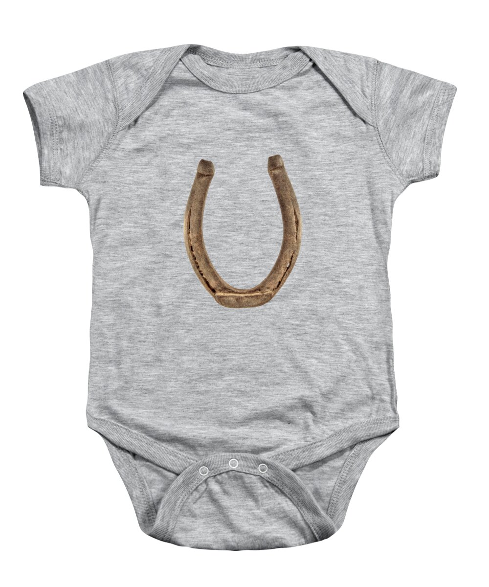 Iron Baby Onesie featuring the photograph Lucky Horseshoe by YoPedro