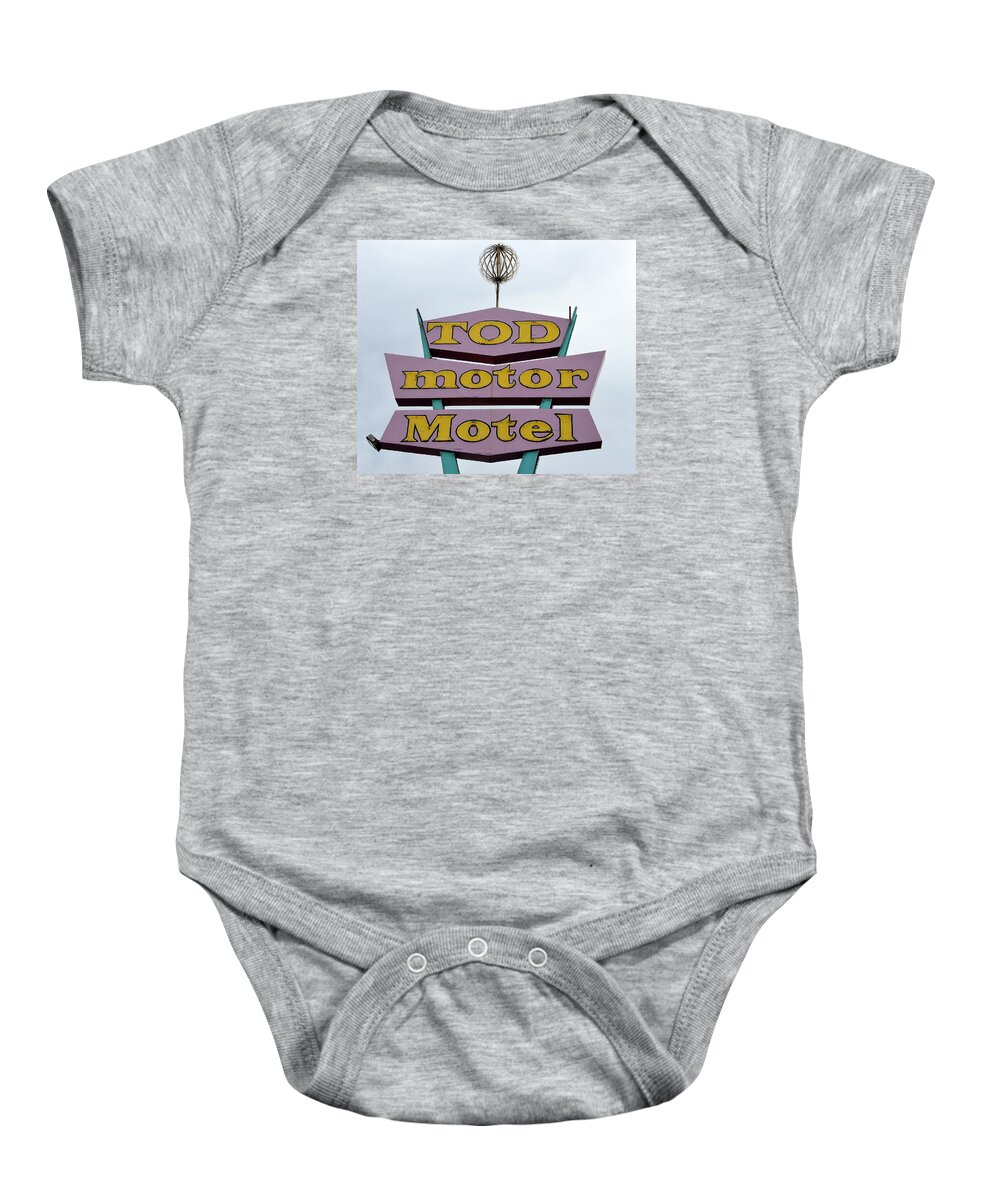 Old Las Vegas Baby Onesie featuring the photograph Old Las Vegas motor motel sign by David Lee Thompson