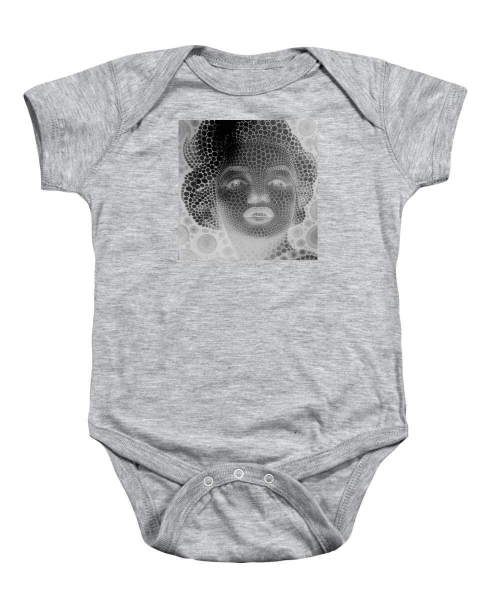 Marilyn Monroe Baby Onesie featuring the photograph M Negative B W by Rob Hans
