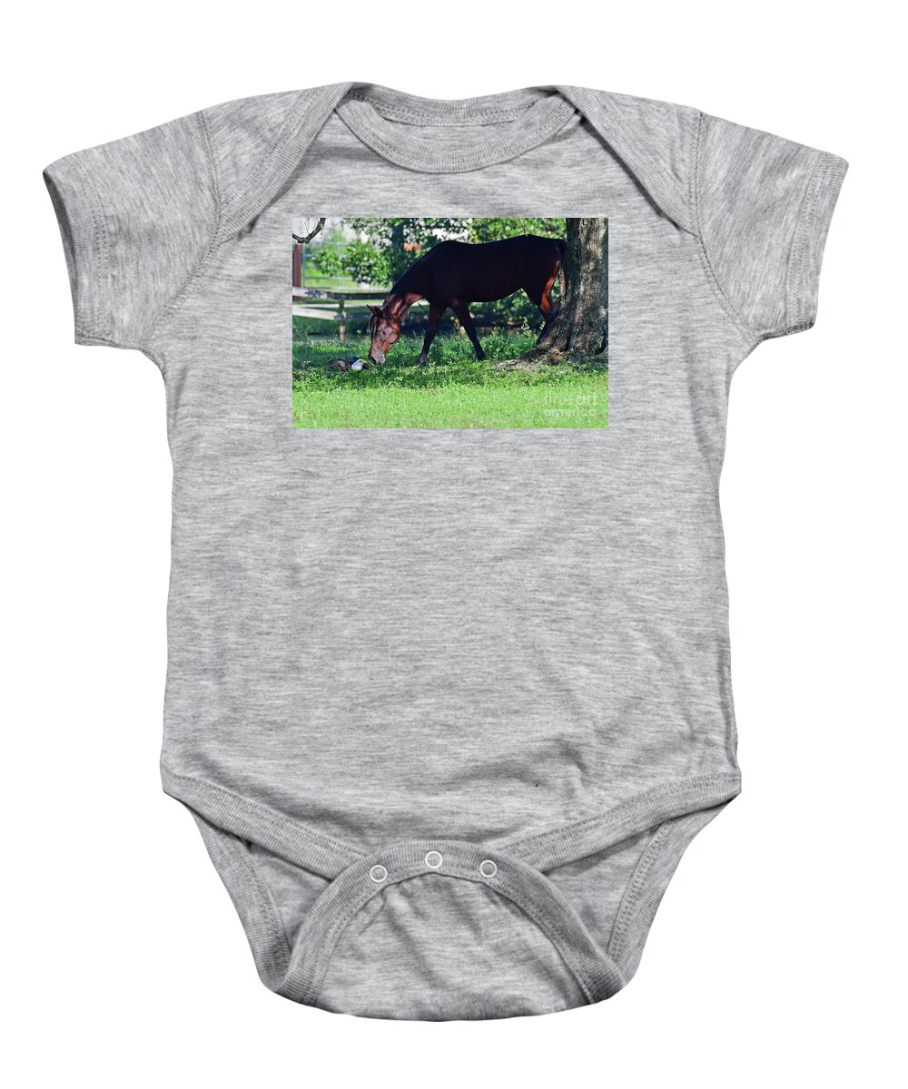  Baby Onesie featuring the photograph M15 and the Horse by Liz Grindstaff