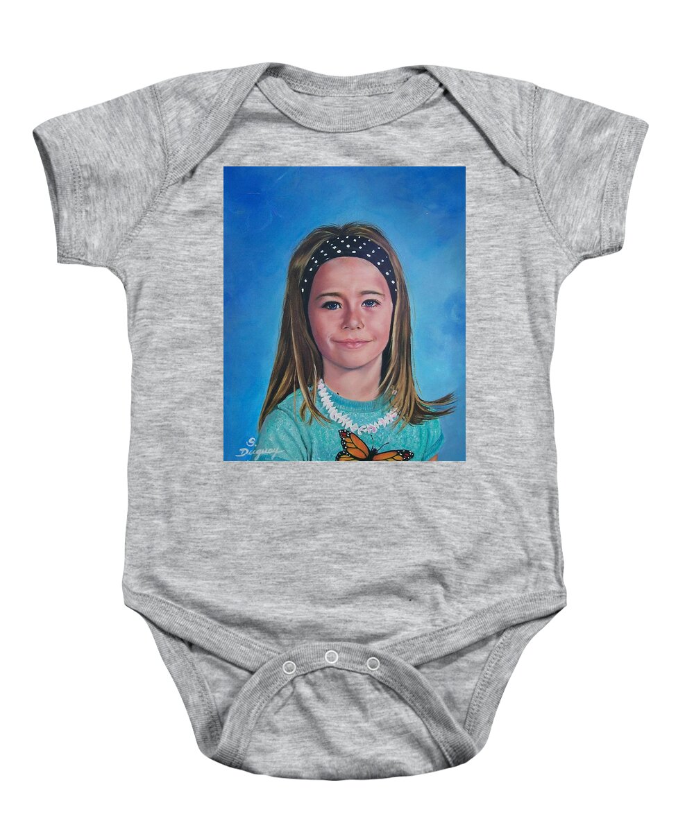 Portrait Baby Onesie featuring the painting Madeline by Sharon Duguay