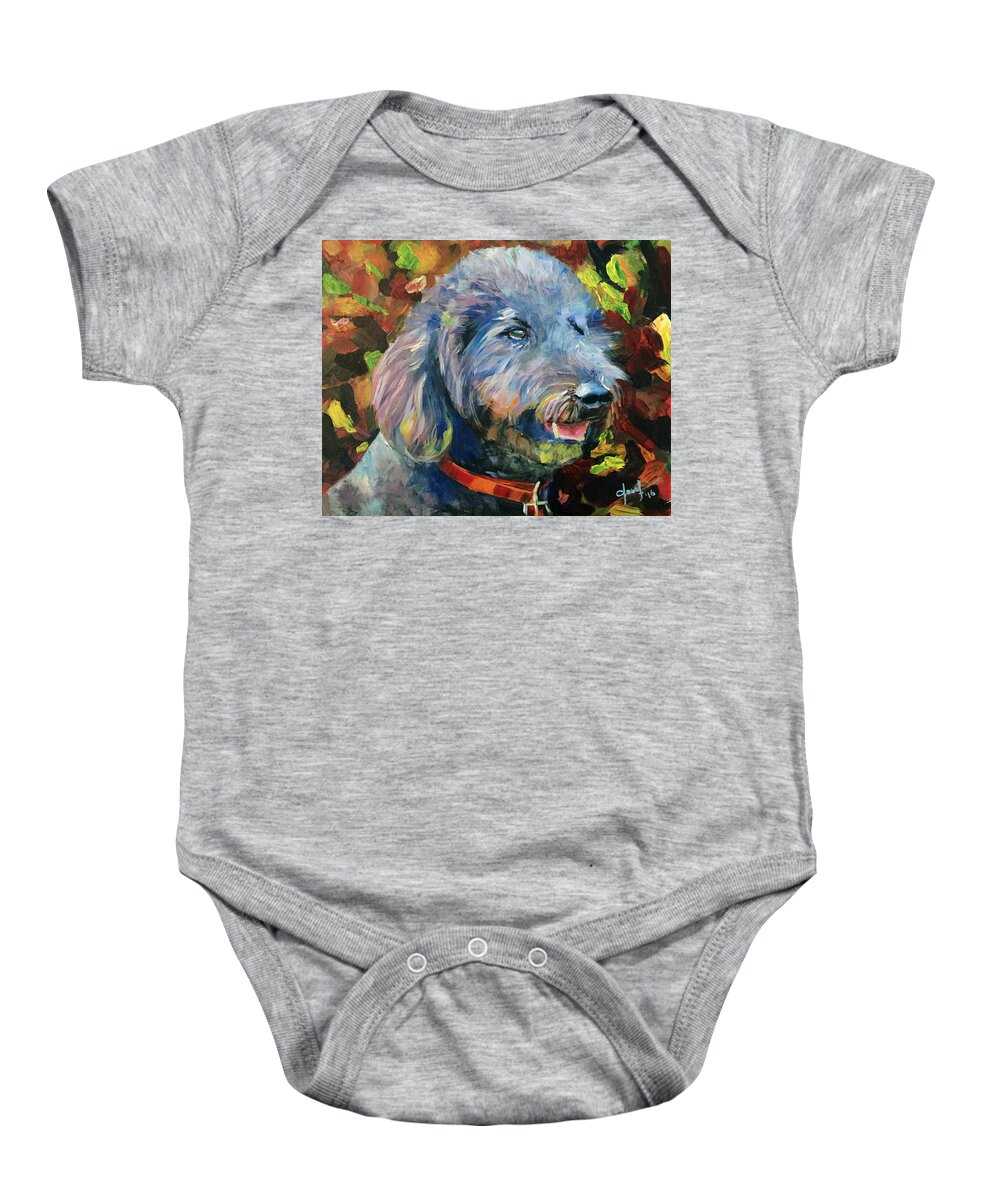 Dog Baby Onesie featuring the painting Maggie May by Josef Kelly
