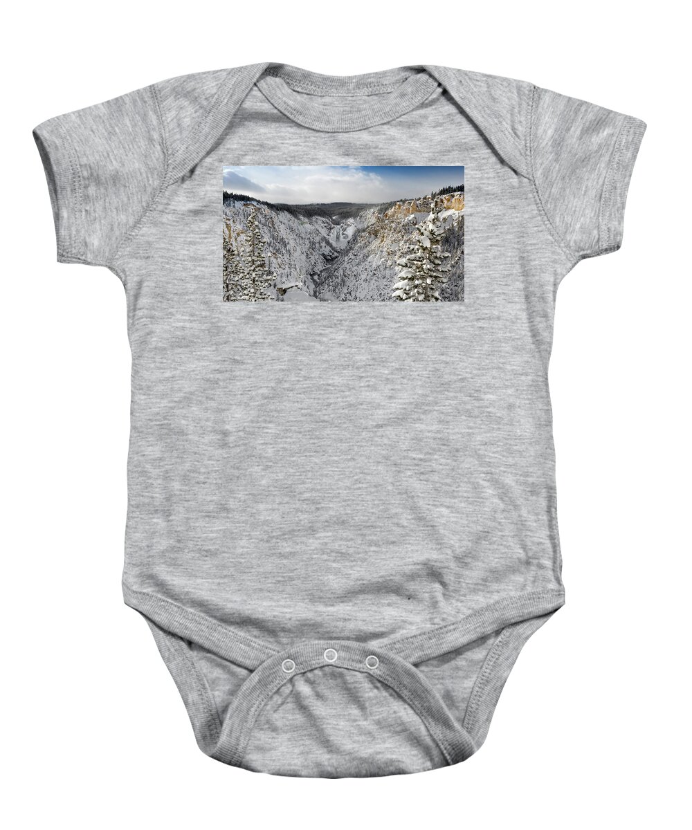 Yellowstone Baby Onesie featuring the photograph Magical Winter Wonderland by Ronnie And Frances Howard