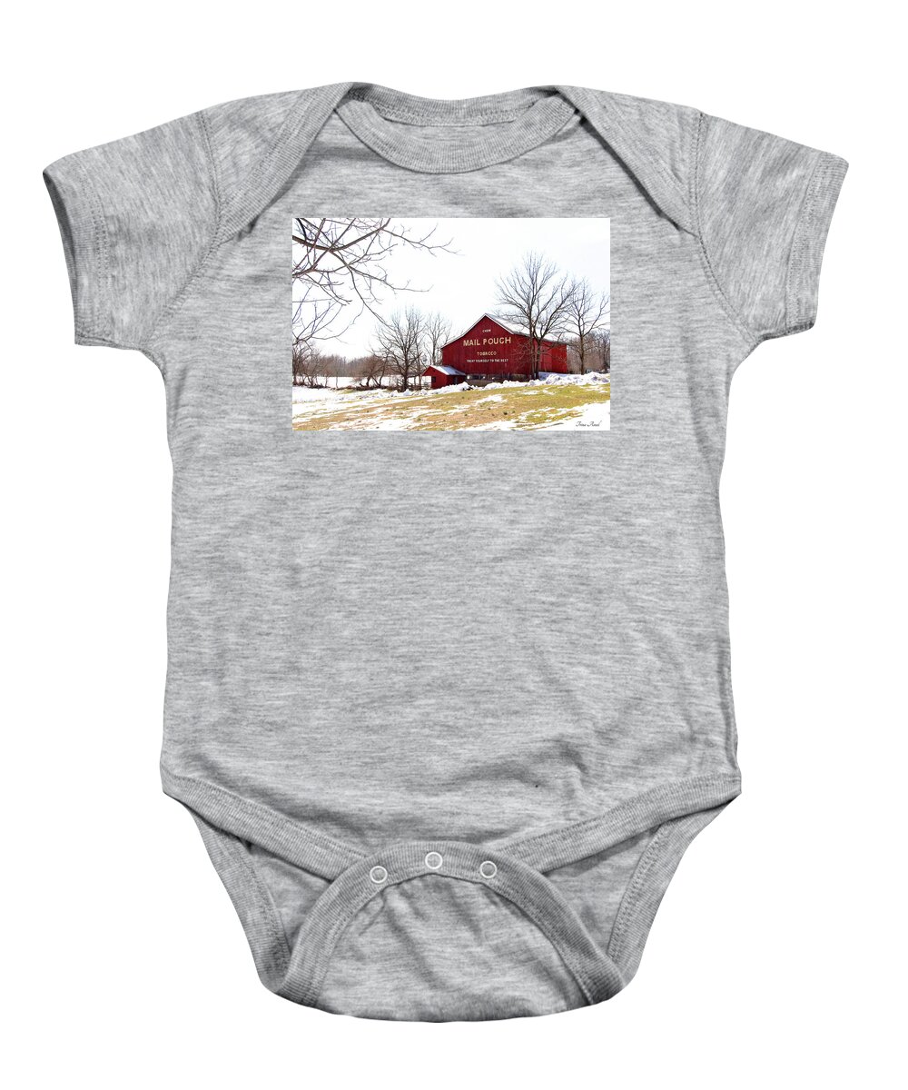 Barns Baby Onesie featuring the photograph Mail Pouch Tobacco Barn by Trina Ansel