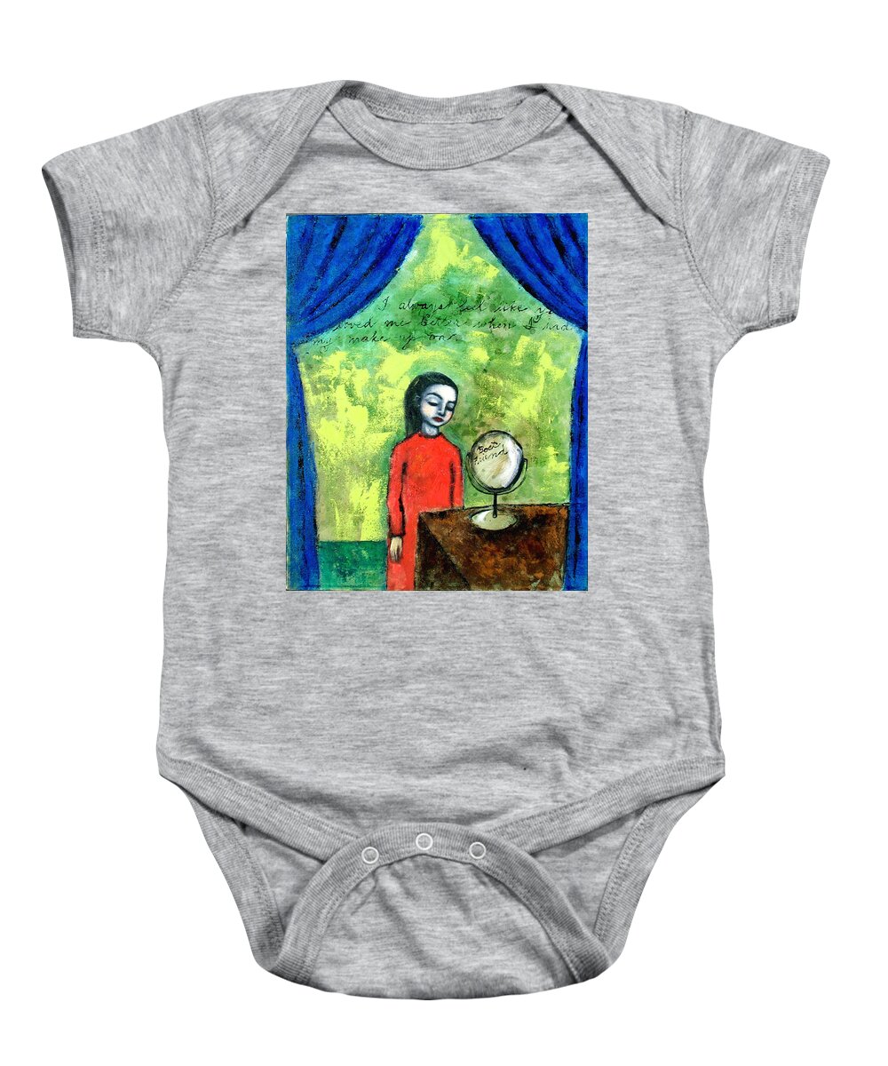Woman Baby Onesie featuring the painting Make-Up On by Pauline Lim
