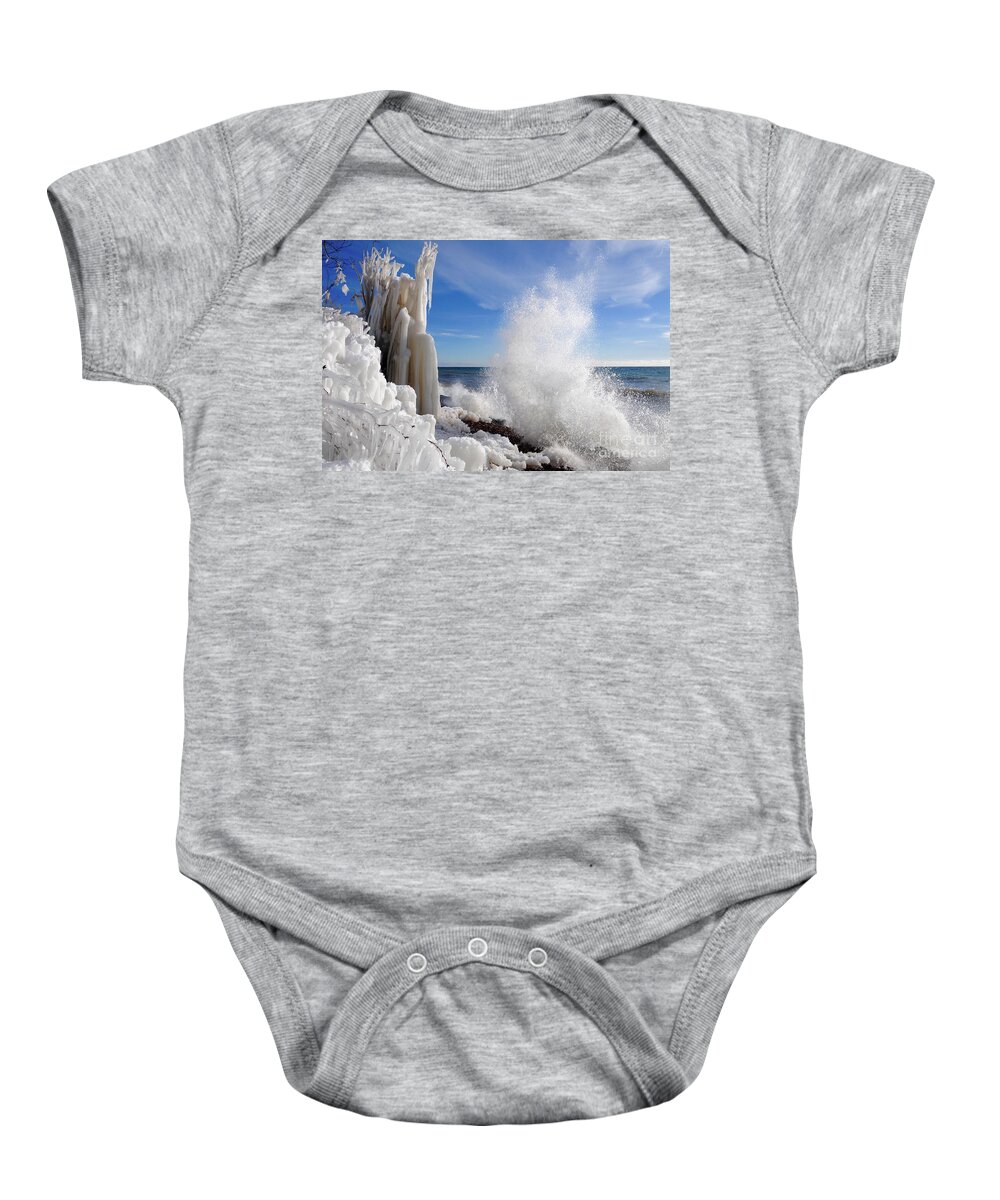 Lake Superior Baby Onesie featuring the photograph Making More Ice by Sandra Updyke