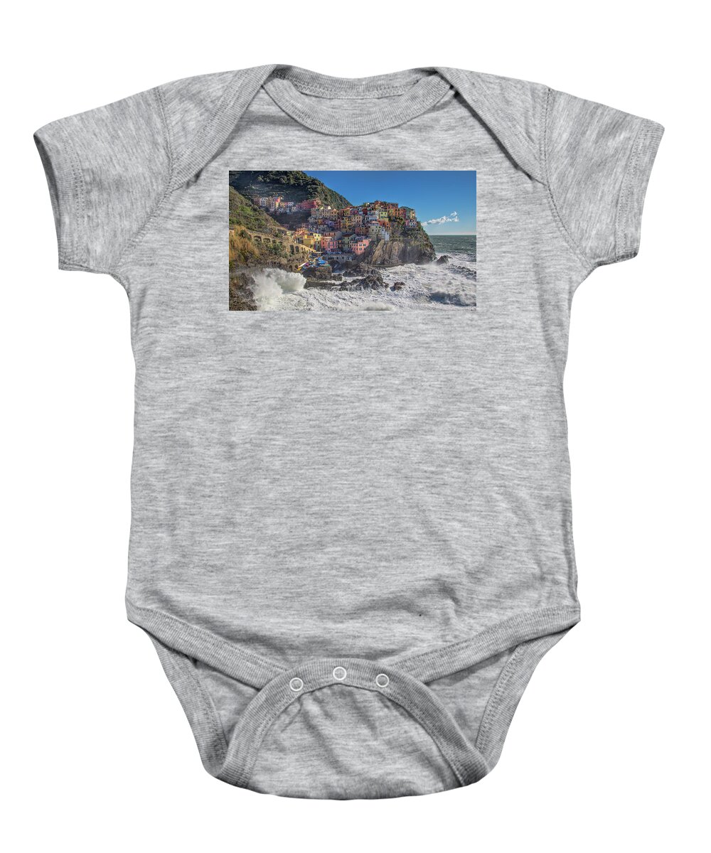 Italy Baby Onesie featuring the photograph Manarola in Cinque Terre by Cheryl Strahl