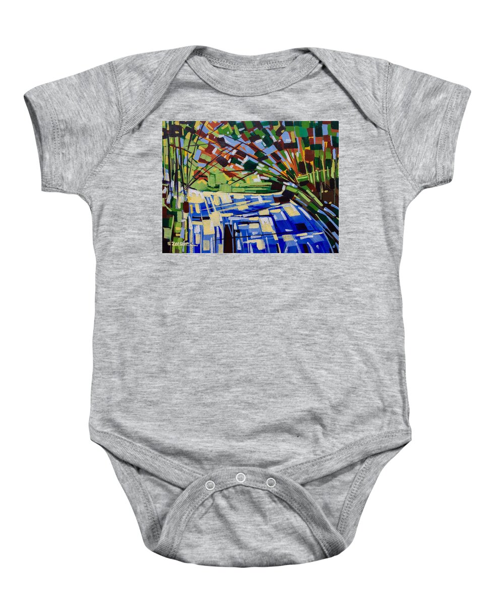 Waterfall Baby Onesie featuring the painting Manifest light by Enrique Zaldivar