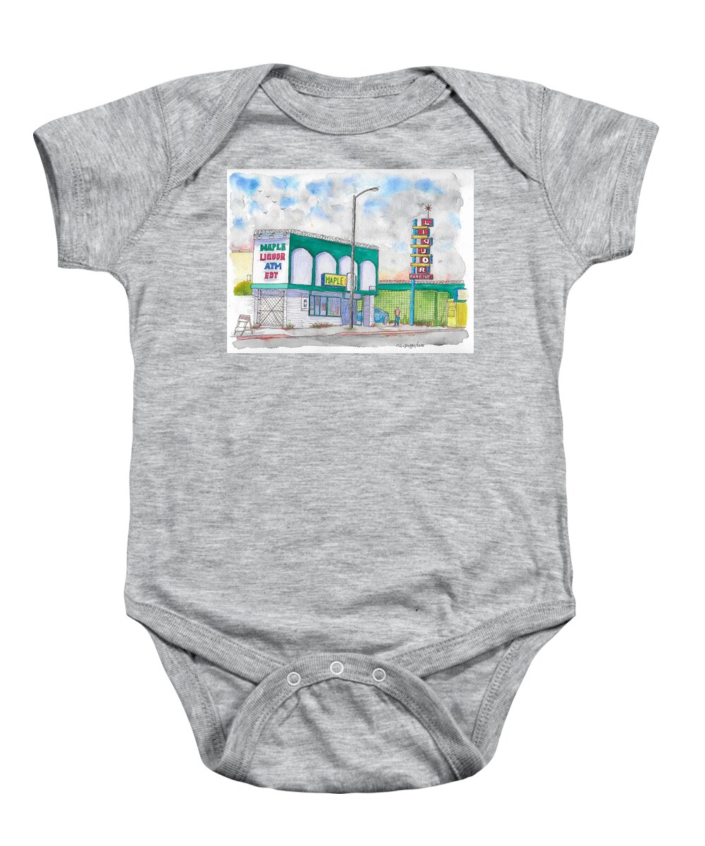 Maple Liquor Baby Onesie featuring the painting Maple Liquor in Hawthorne Blvd, Los Angeles, California by Carlos G Groppa