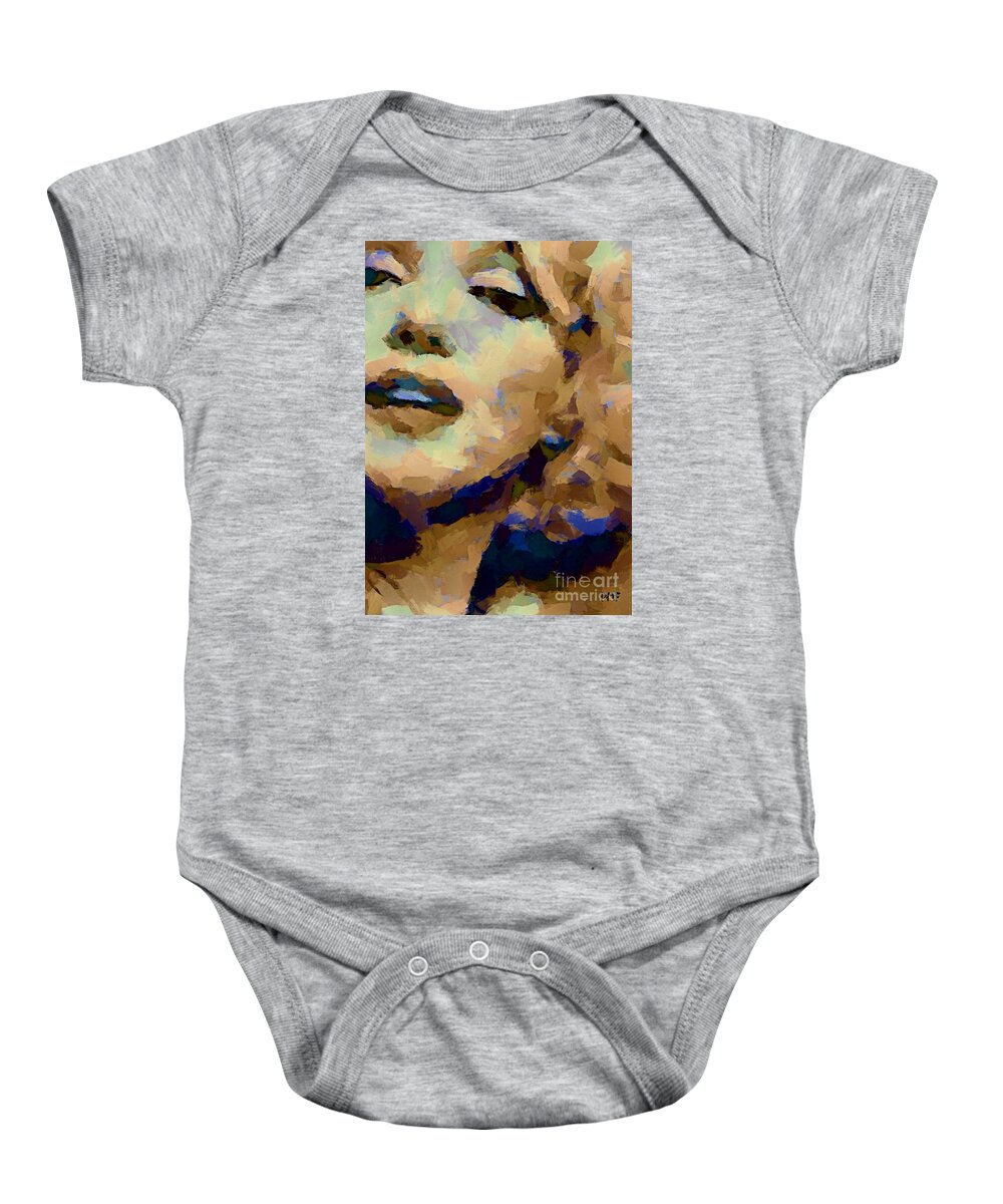 Digital Art Baby Onesie featuring the painting Marilyn Monroe in Yellow by Dragica Micki Fortuna