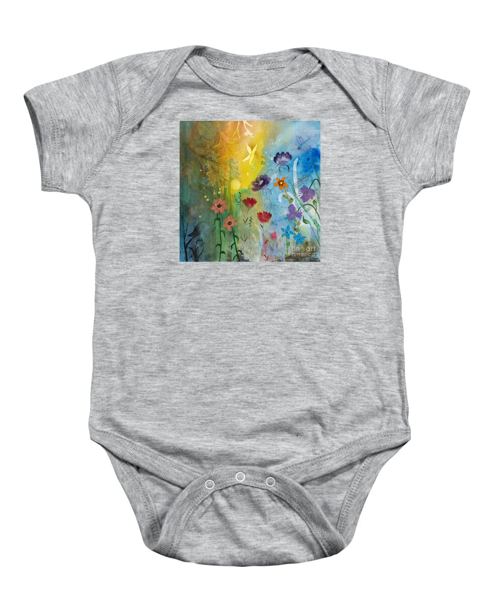 Mariposa Baby Onesie featuring the painting Mariposa by Robin Pedrero