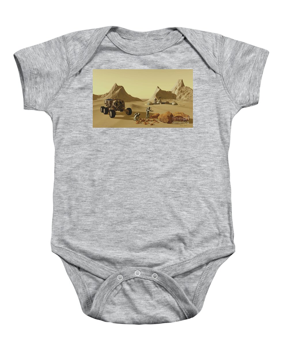 3d Illustration Baby Onesie featuring the painting Mars Planet Explorers by Corey Ford