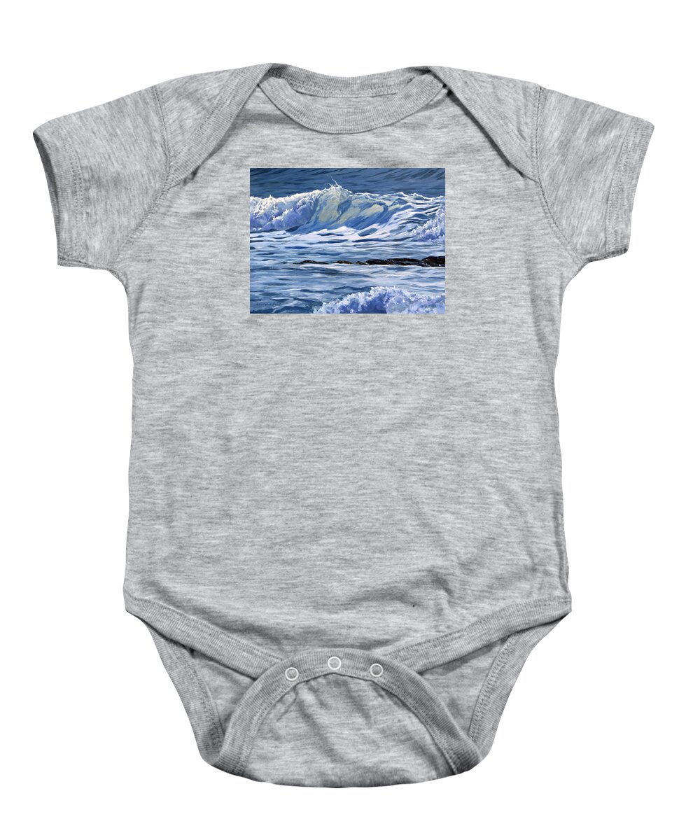Waves Baby Onesie featuring the painting May Wave by Lawrence Dyer