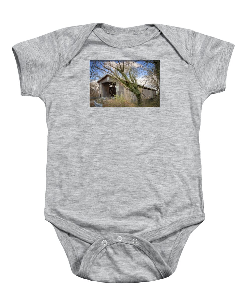 America Baby Onesie featuring the photograph McCafferty Covered Bridge by Jack R Perry