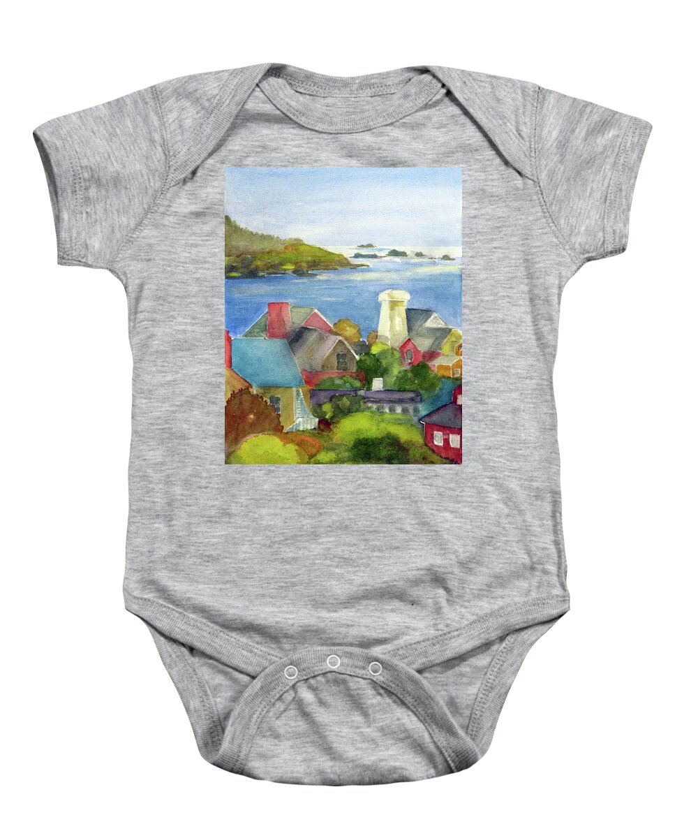 Ocean Baby Onesie featuring the painting Mendocino by Karen Coggeshall