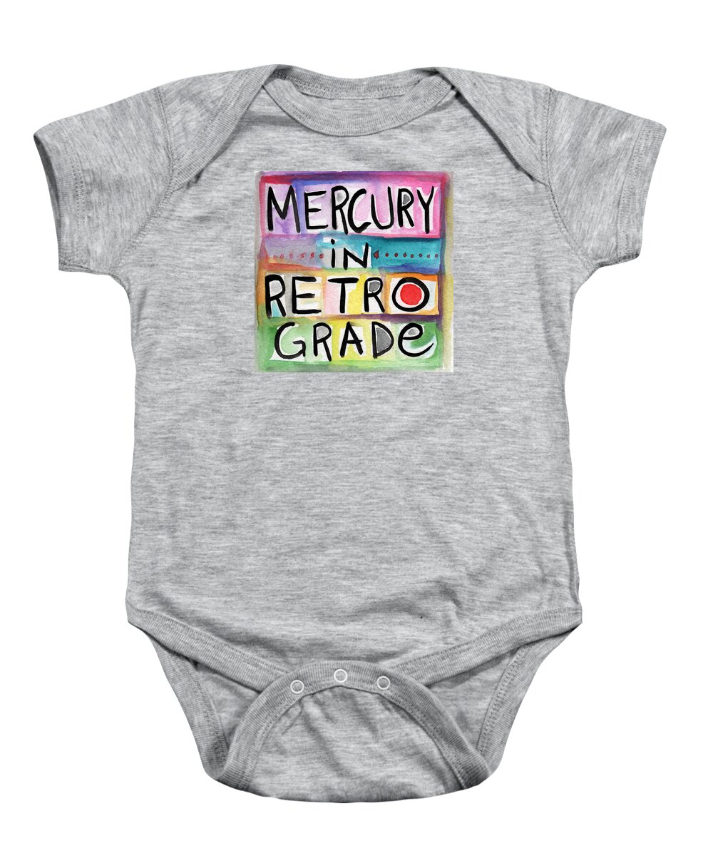 Mercury In Retrograde Baby Onesie featuring the painting Mercury In Retrograde Square- Art by Linda Woods by Linda Woods