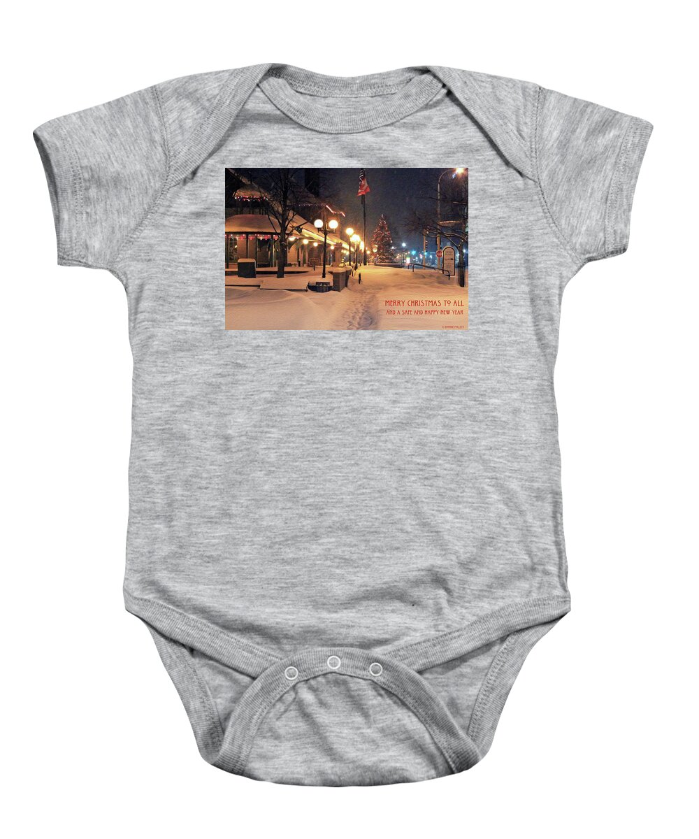 Bonnie Follett Baby Onesie featuring the photograph Merry Christmas To All and a safe and happy new year by Bonnie Follett