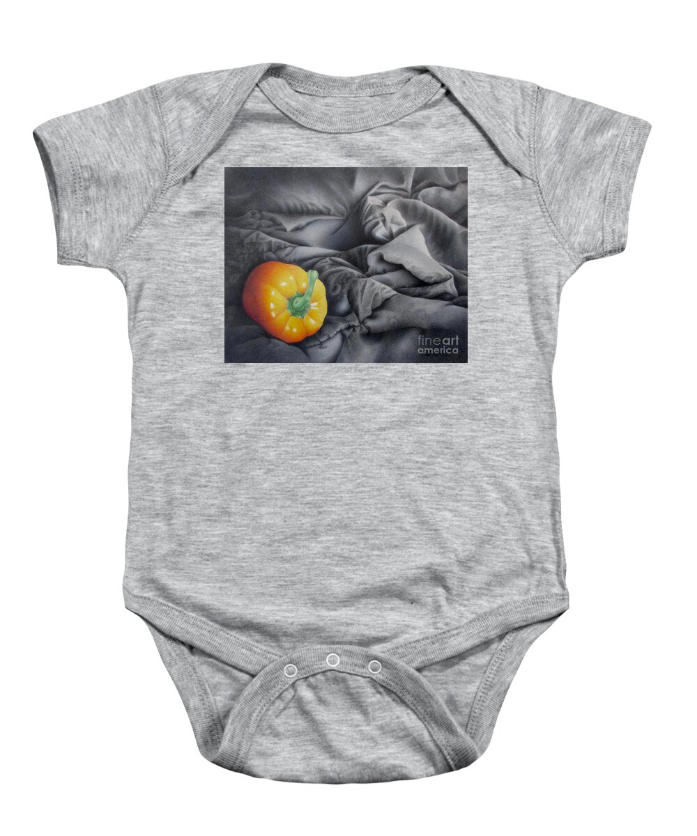 Vegetable Art Baby Onesie featuring the drawing Mildly Yellow by Pamela Clements