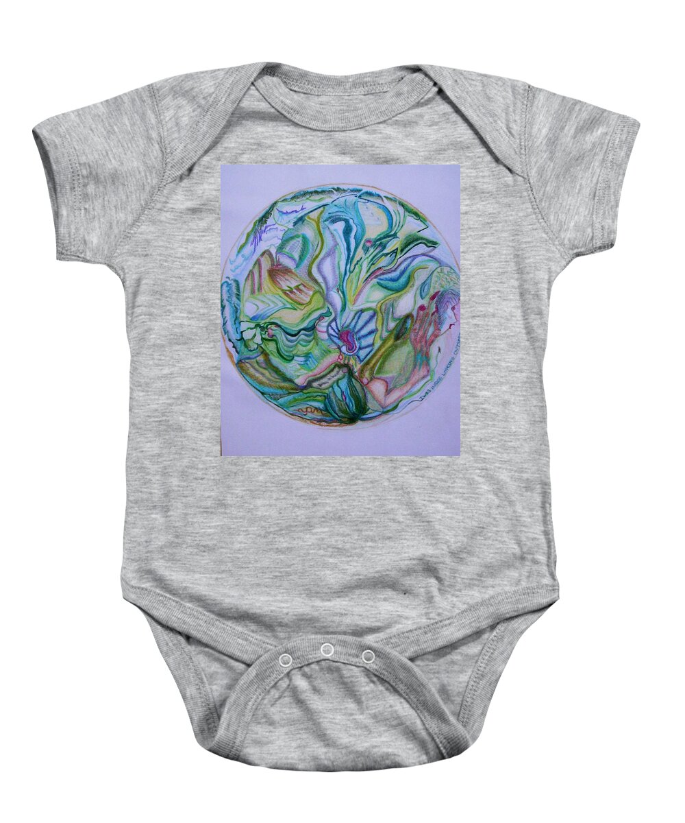 Abstract Baby Onesie featuring the drawing Mind Mandala by Suzanne Udell Levinger