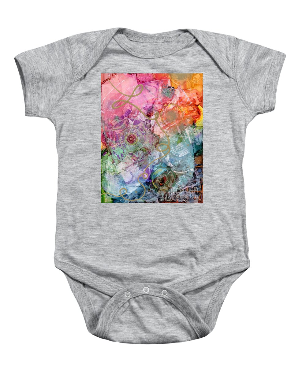 Alcohol Ink Baby Onesie featuring the painting Misty Awakening by Vicki Baun Barry