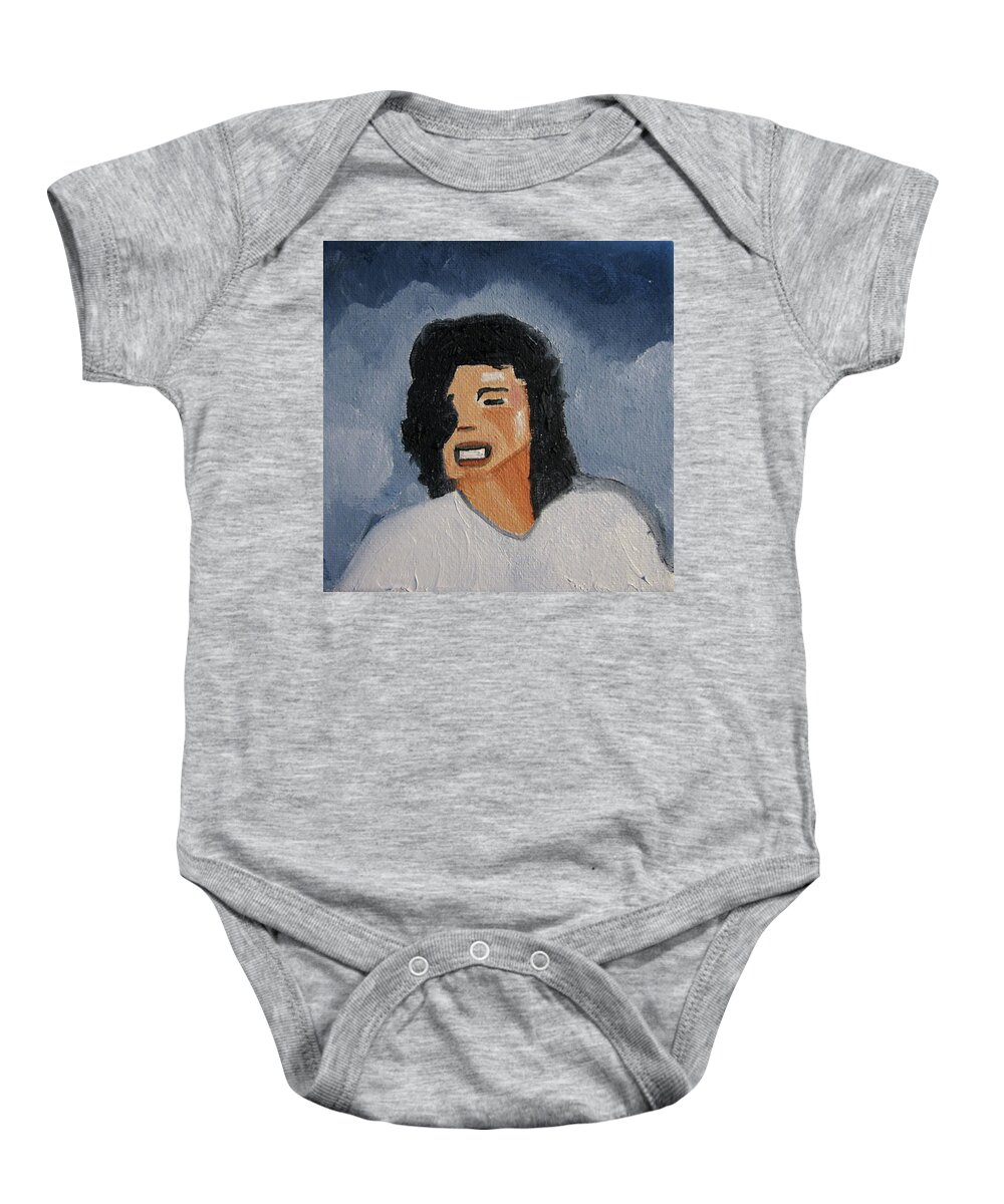 Michael Jackson Baby Onesie featuring the painting MJ one of five number two by Patricia Arroyo