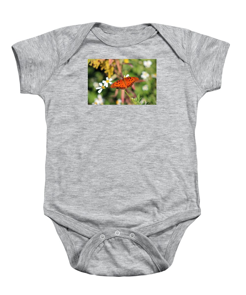 Butterfly Baby Onesie featuring the photograph Monarch Butterfly Feeding by DB Hayes