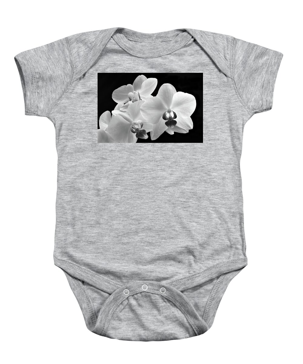 Orchid Baby Onesie featuring the photograph Monochrome Orchid by Terence Davis